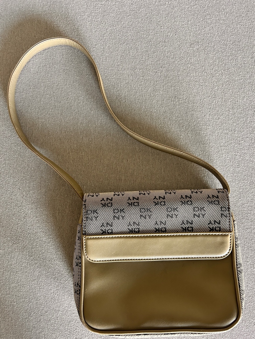 DKNYC Olive and Cream Logo Mini Shoulder Bag